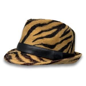 The Hatter Tiger Striped Short Brim Fedora Animal Print Panama Trilby Beach Hat